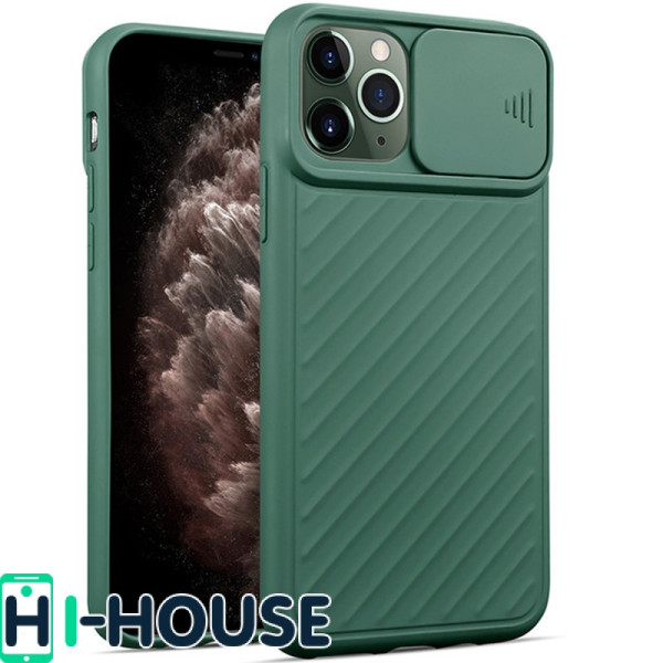 Чехол для iPhone 11 Pro CamShield (со шторкой для защиты камеры) TPU (Green)
