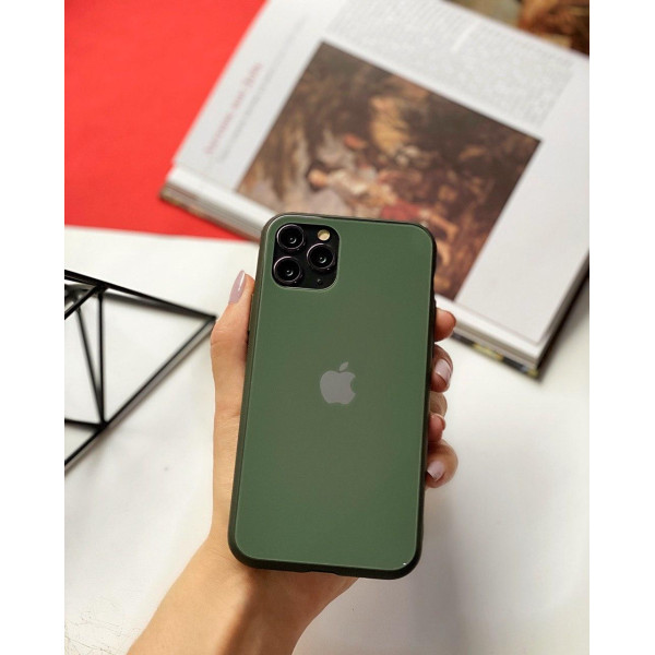 Чехол Glass Pastel color Logo для iPhone 11 (Forest Green)