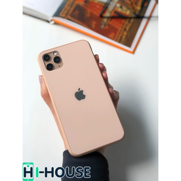Чехол Glass Pastel color Logo для iPhone 11 Pro Max (Pink Sand)