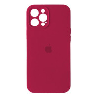 Чехол Silicone Case Full + Camera для iPhone 12 Pro Max Rose Red