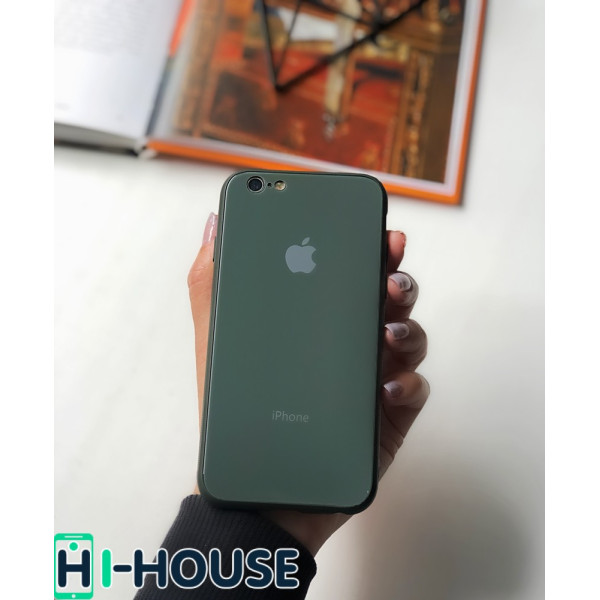 Чехол Glass Pastel color Logo для iPhone 6 / 6s (Forest Green)