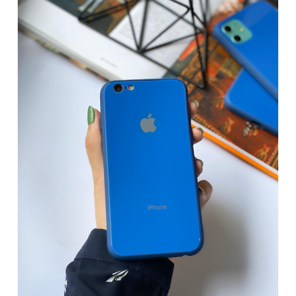Чохол Glass Pastel color Logo для iPhone 6 / 6s (Blue)