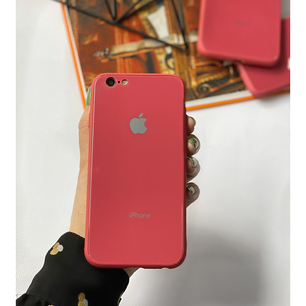 Чехол Glass Pastel color Logo для iPhone 6 / 6s (Camellia)