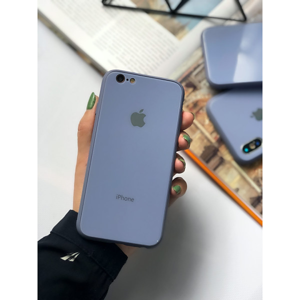 Чехол Glass Pastel color Logo для iPhone 6 / 6s (Lavender Gray)