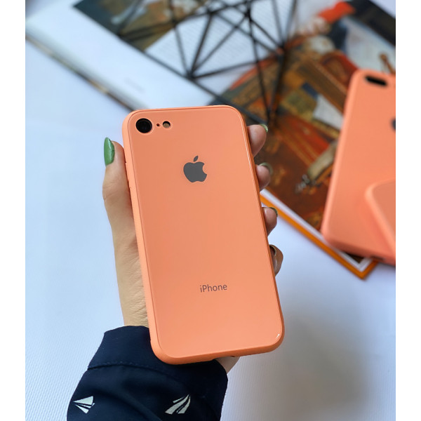 Чехол Glass Pastel color Logo для iPhone 6 / 6s (Peach)
