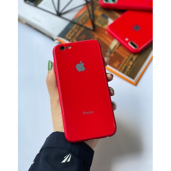 Чохол Glass Pastel color Logo для iPhone 6 / 6s (Red)