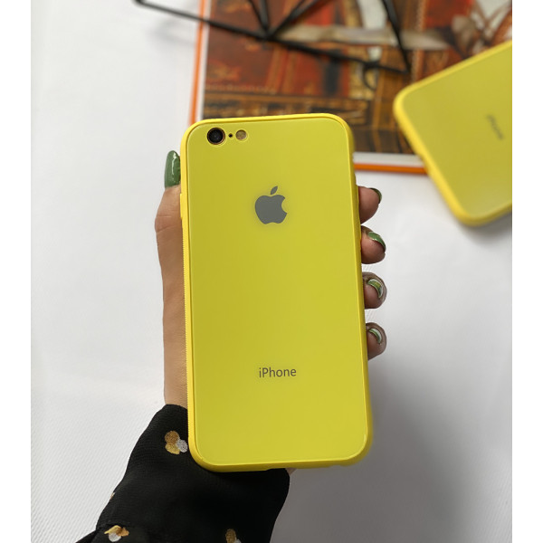 Чехол Glass Pastel color Logo для iPhone 6 / 6s (Yellow)