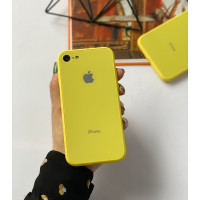 Чехол Glass Pastel color Logo на iPhone 7 / 8 / SE (2020) (Yellow)
