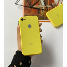Чехол Glass Pastel color Logo на iPhone 7 / 8 / SE (2020) (Yellow)