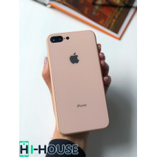 Чехол Glass Pastel color Logo для iPhone 7 Plus / 8 Plus (Pink Sand)
