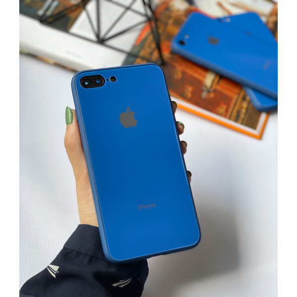 Чохол Glass Pastel color Logo для iPhone 7 Plus / 8 Plus (Blue)