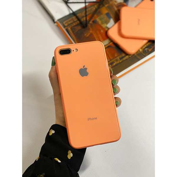 Чехол Glass Pastel color Logo для iPhone 7 Plus / 8 Plus (Peach)