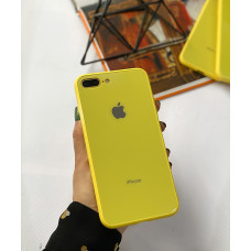 Чехол Glass Pastel color Logo для iPhone 7 Plus / 8 Plus (Yellow)