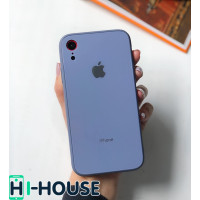 Чехол Glass Pastel color Logo для iPhone XR (Lavender Gray)