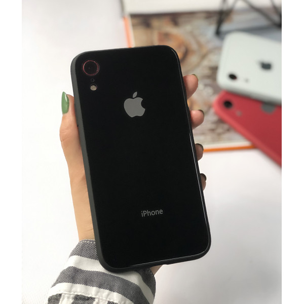Чохол Glass Pastel color Logo для iPhone XR (Black)