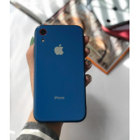 Чохол Glass Pastel color Logo для iPhone XR (Blue)