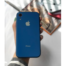 Чохол Glass Pastel color Logo для iPhone XR (Blue)