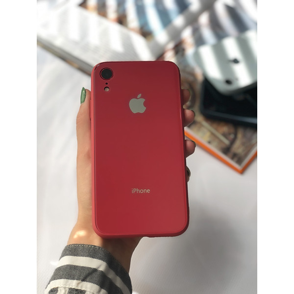 Чехол Glass Pastel color Logo для iPhone XR (Camellia)
