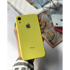 Чохол Glass Pastel color Logo для iPhone XR (Yellow)