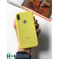 Чохол Glass Pastel color Logo для iPhone XS / X (Yellow)