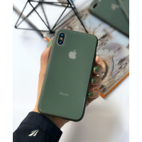 Чохол Glass Pastel color Logo для iPhone XS / X (Forest Green)
