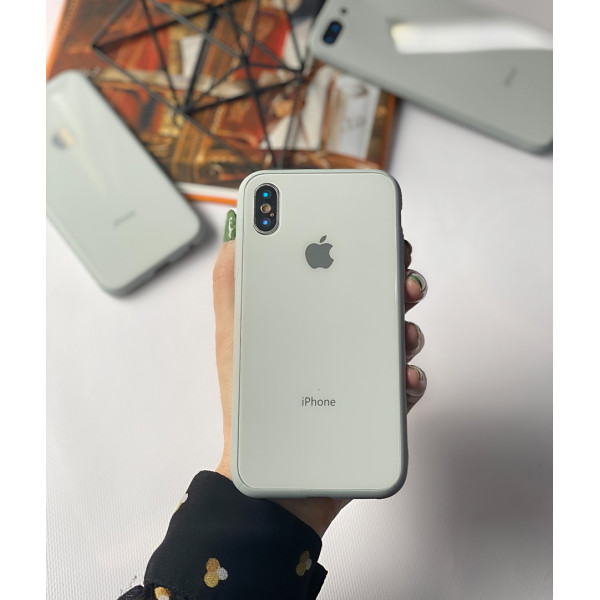 Чехол Glass Pastel color Logo для iPhone XS Max (Mist Blue)