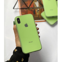 Чехол Glass Pastel color Logo для iPhone XS / X (Mint)