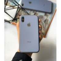 Чехол Glass Pastel color Logo для iPhone XS / X (Lavender Gray)