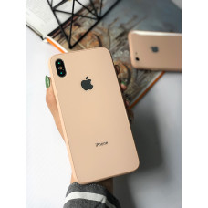 Чохол Glass Pastel color Logo для iPhone XS / X (Pink Sand)