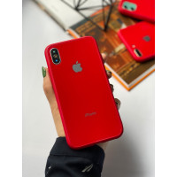 Чохол Glass Pastel color Logo для iPhone XS / X (Red)