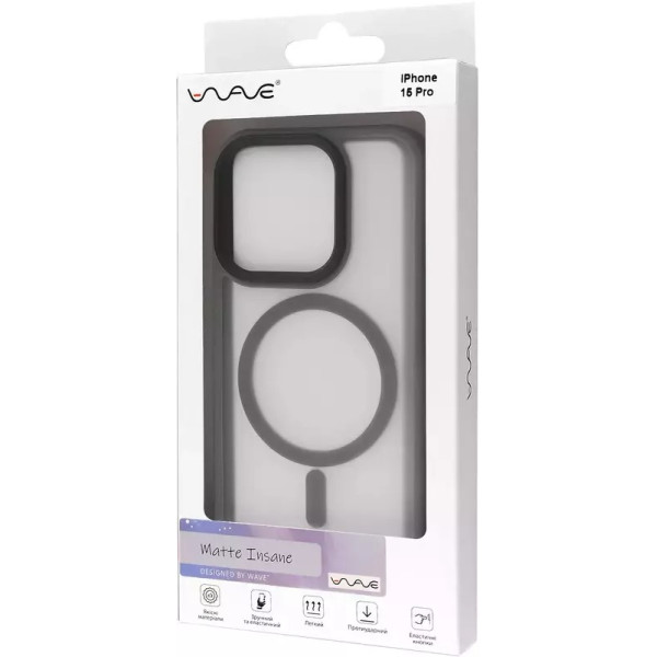 Чeхол для iPhone 15 Pro WAVE Matte Insane Case with MagSafe (Gray)
