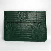 Чохол папка-конверт на MacBook Air/Pro 13.3" Leather Crocodile PU (Dark Green)