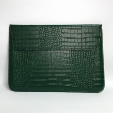 Чехол папка-конверт на MacBook Air/Pro 13.3" Leather Crocodile PU (Dark Green)