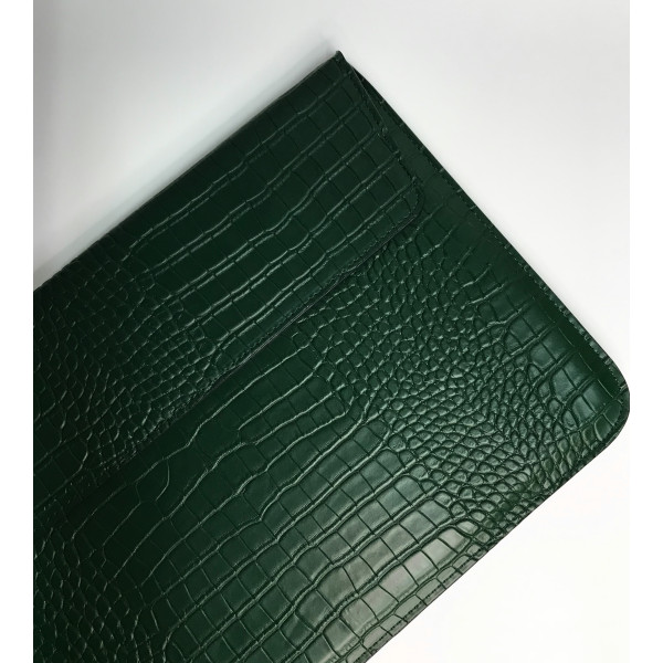 Чехол папка-конверт на MacBook Air/Pro 13.3" Leather Crocodile PU (Dark Green)