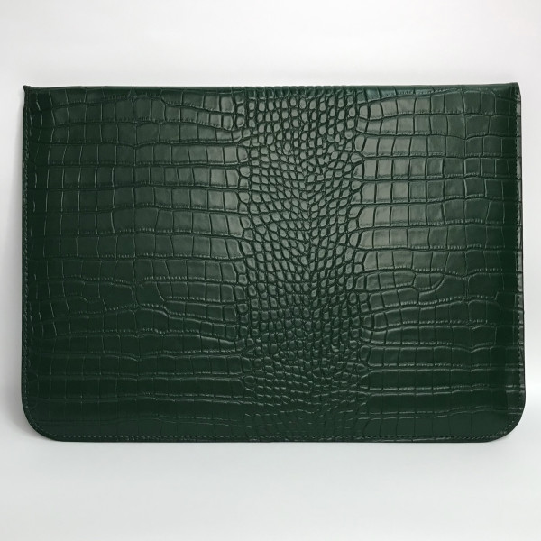 Чехол папка-конверт на MacBook Air/Pro 13.3" Leather Crocodile PU (Dark Green)