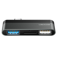 Перехідник HUB Usams SJ463 (Type-C до USB, Micro SD) Gray