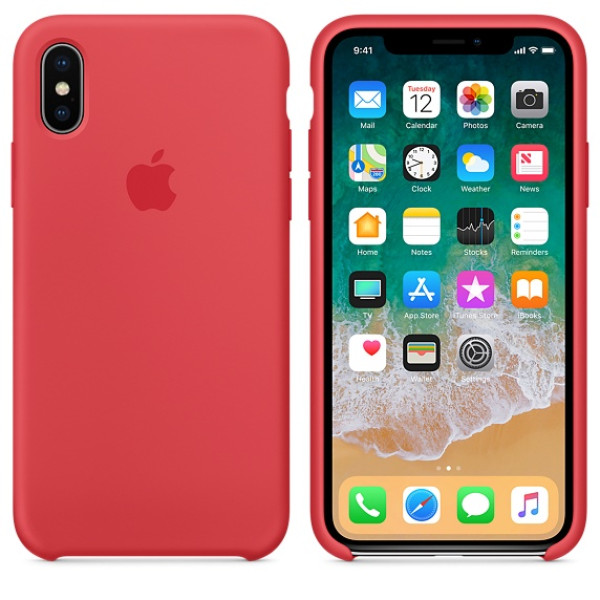 Чехол Silicone Case для iPhone X / XS (Red Raspberry) OEM