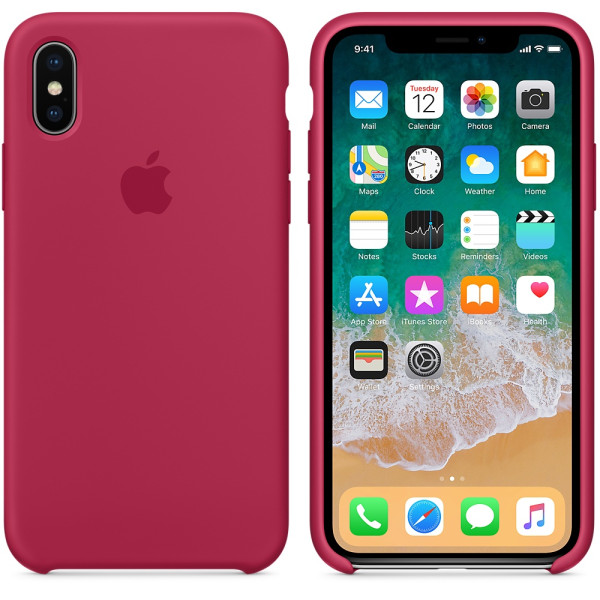 Чехол Apple Silicone Case для iPhone X / XS (Rose Red) (MQT82)