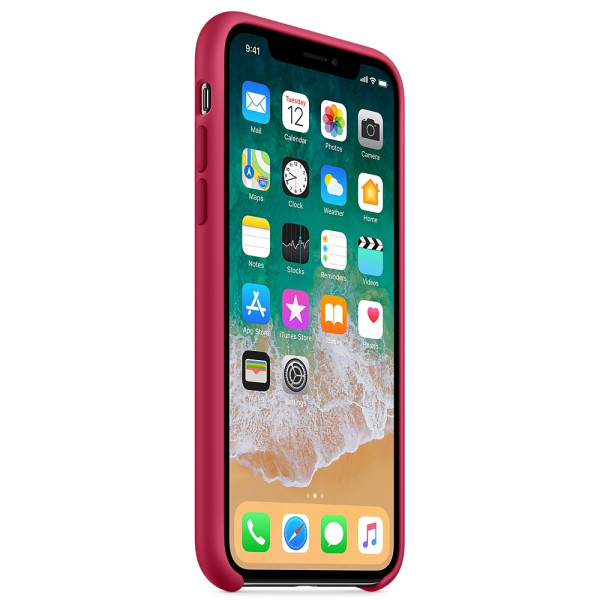 Чехол Apple Silicone Case для iPhone X / XS (Rose Red) (MQT82)