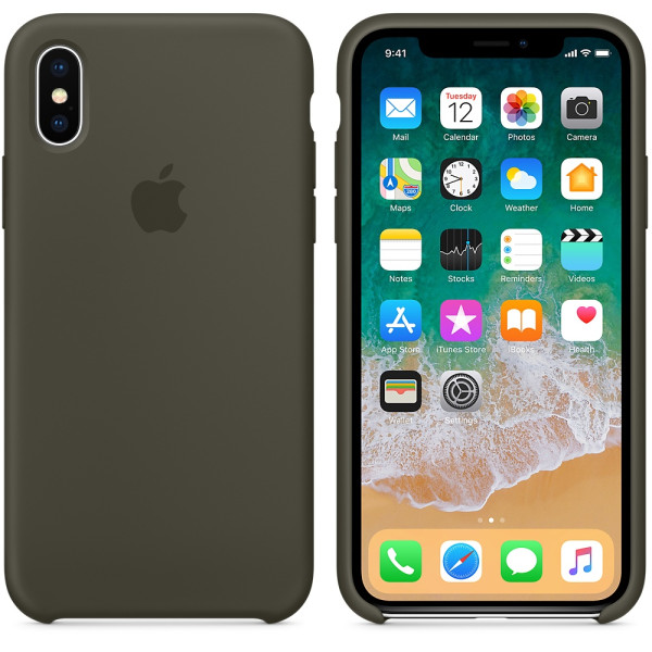 Чехол Apple Silicone Case для iPhone X / XS (Dark Olive) (MR522)