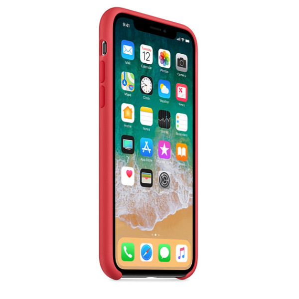 Чехол Apple Silicone Case для iPhone X / XS (Red Raspberry) (MRG12)
