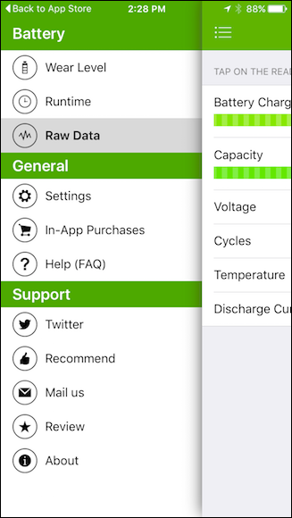 Battery Life Raw Data Более подробная информация о состоянии батареи